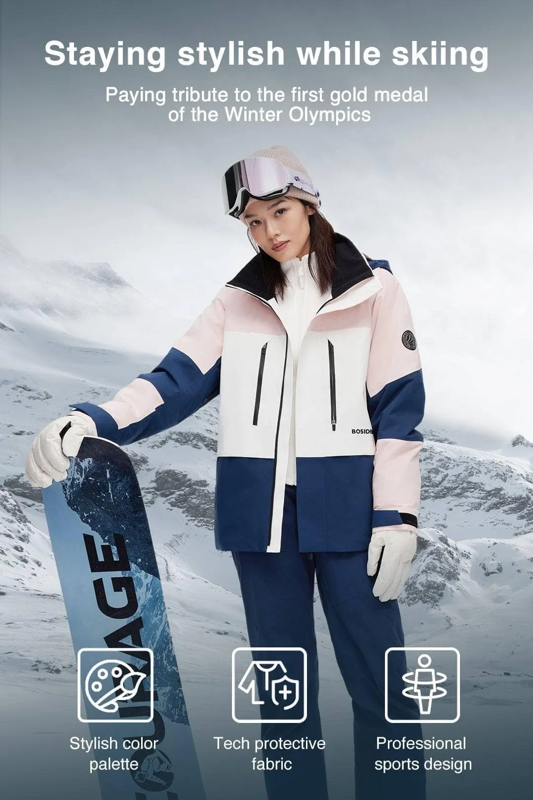 Colourblock Goose Down Ski Jacket