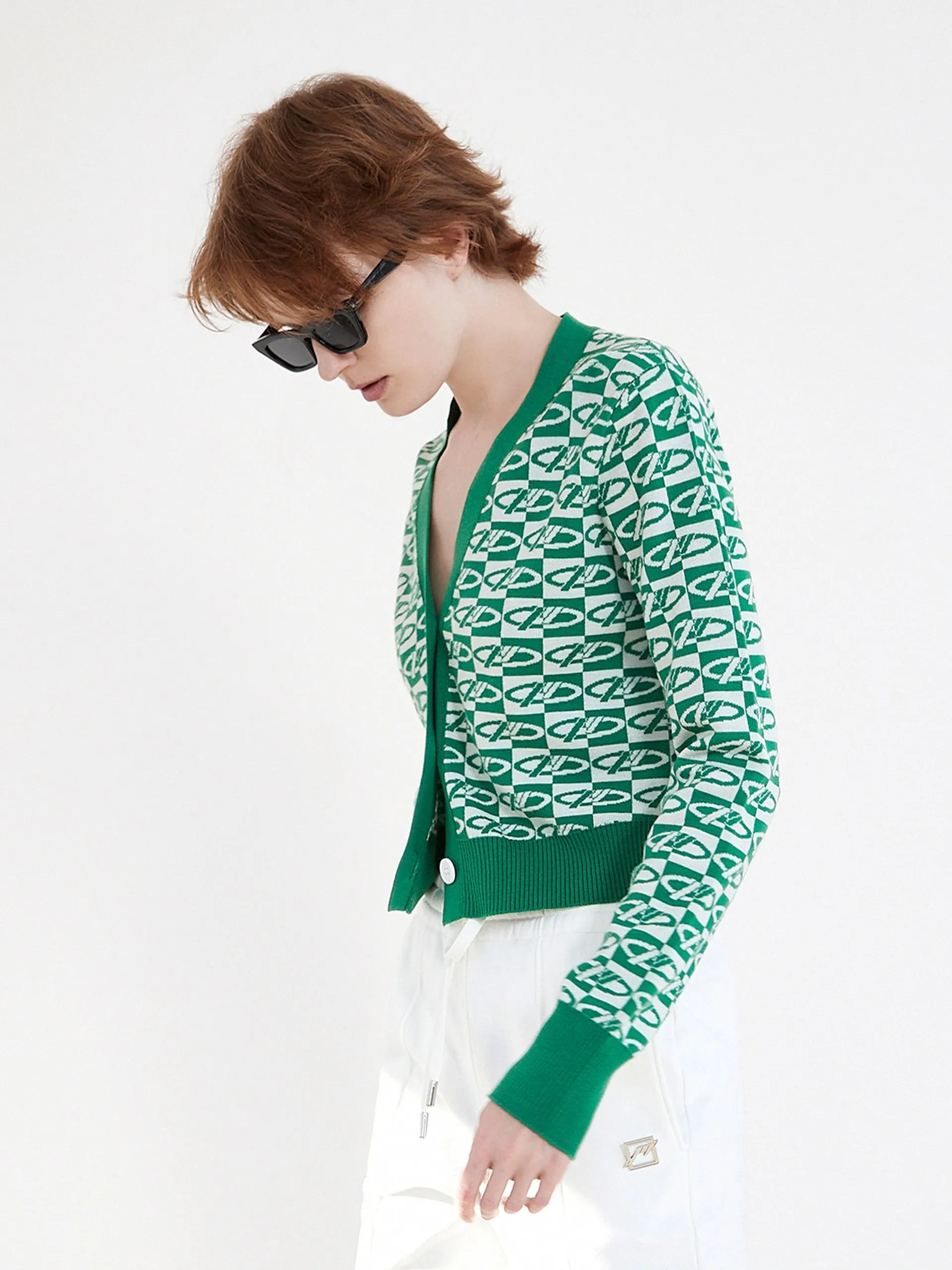 Contrast Letter Logo Knit Cardigan