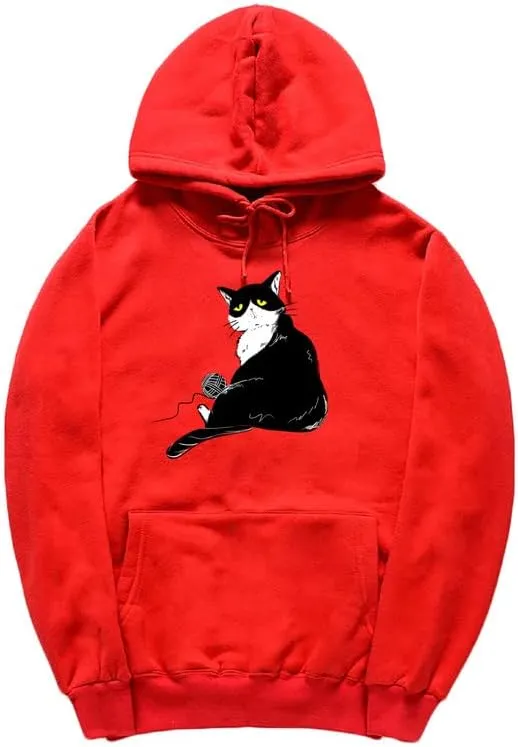 CORIRESHA Halloween Cute Cat Hoodie Long Sleeve Drawstring Kangaroo Pocket Unisex's Sweatshirt