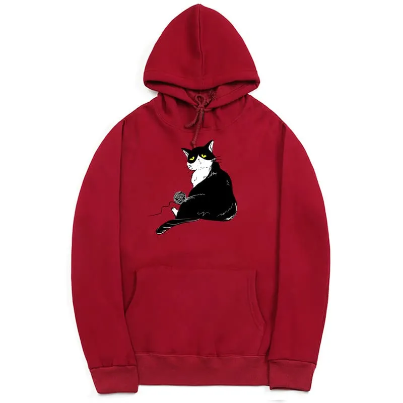 CORIRESHA Halloween Cute Cat Hoodie Long Sleeve Drawstring Kangaroo Pocket Unisex's Sweatshirt