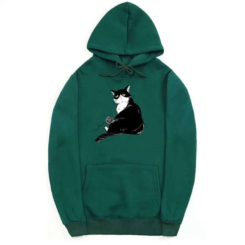 CORIRESHA Halloween Cute Cat Hoodie Long Sleeve Drawstring Kangaroo Pocket Unisex's Sweatshirt