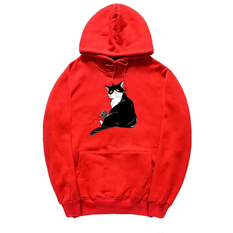 CORIRESHA Halloween Cute Cat Hoodie Long Sleeve Drawstring Kangaroo Pocket Unisex's Sweatshirt