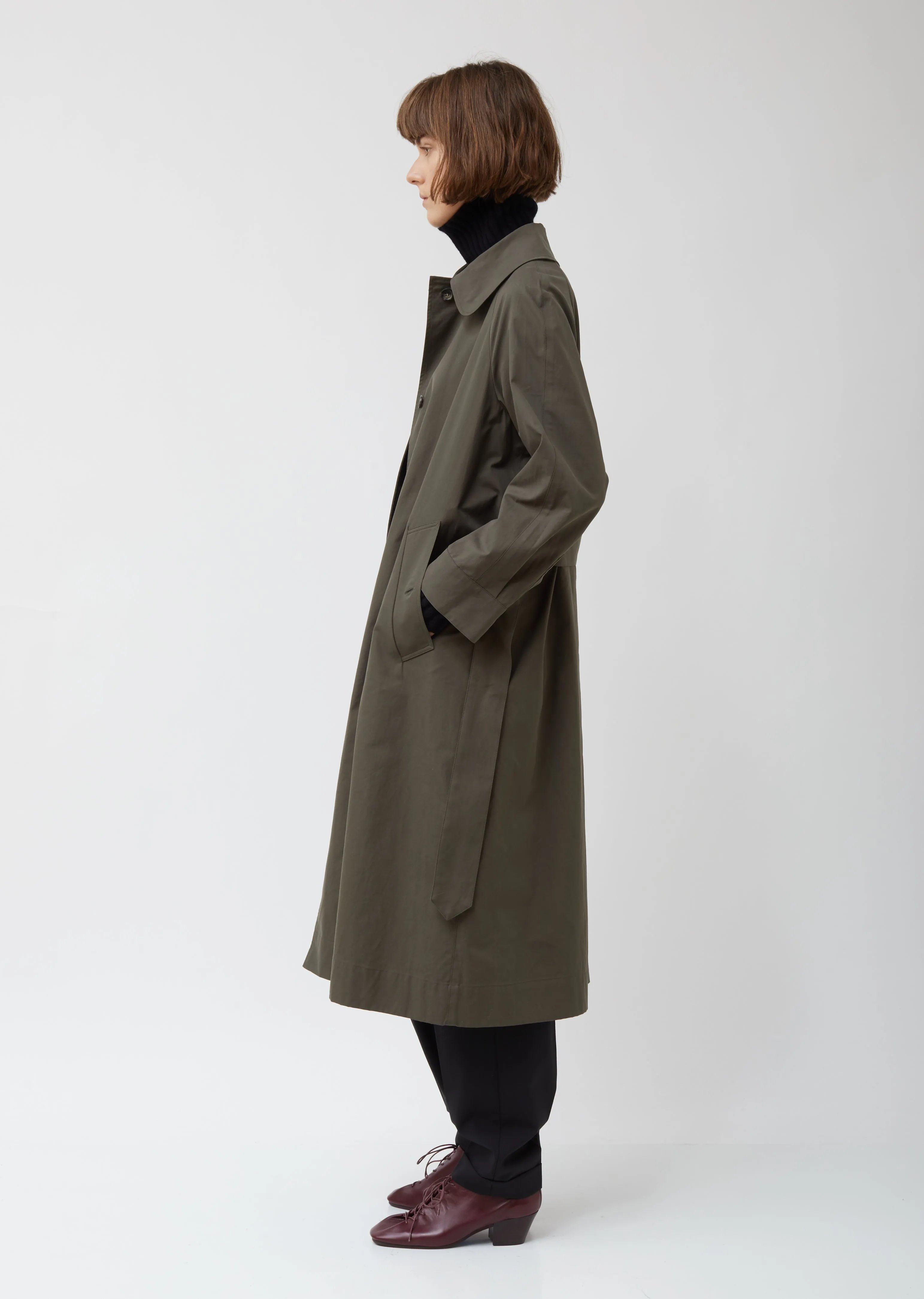 Cotton Twill Trench Coat Dress