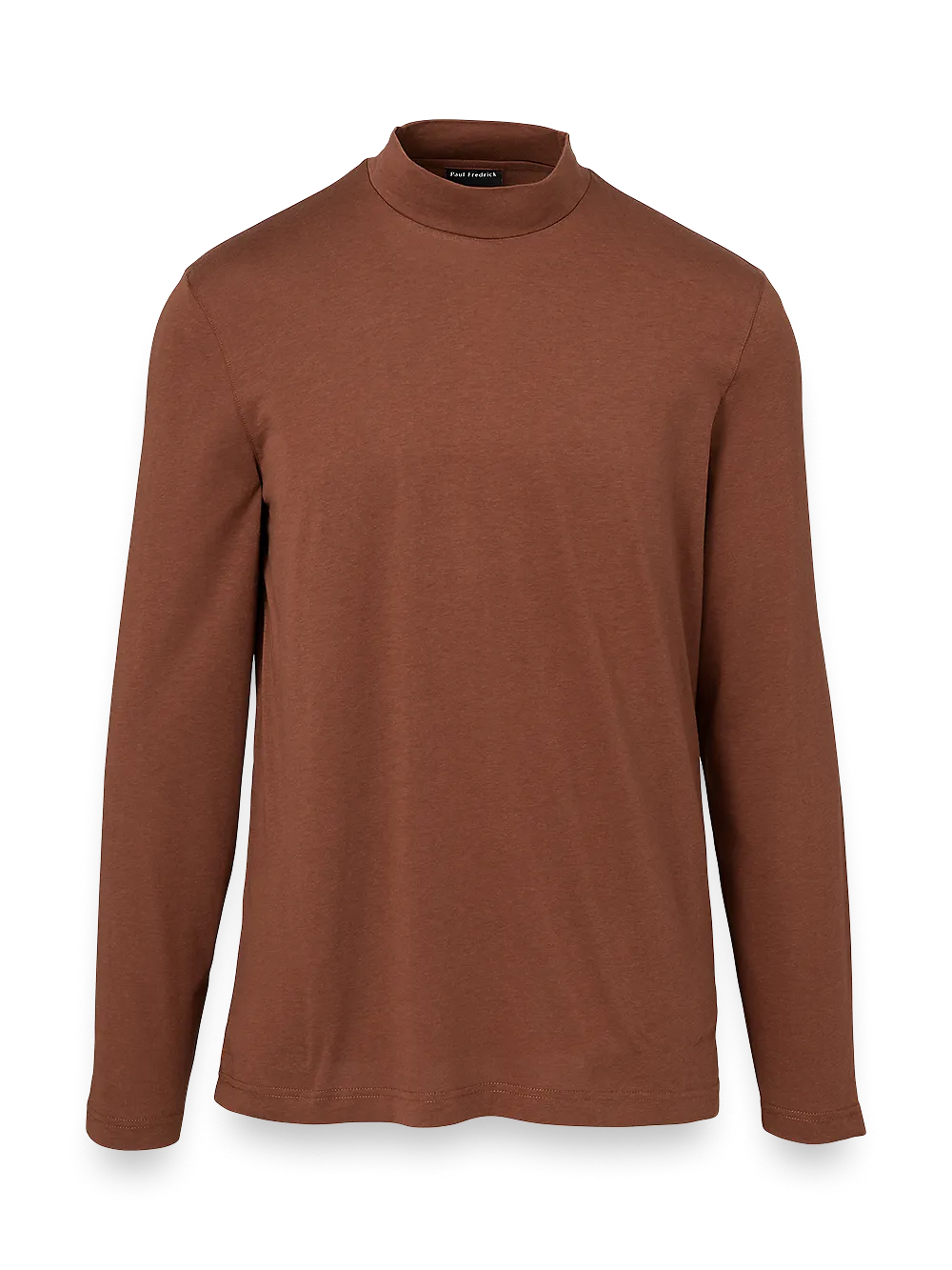 Cotton/Tencel Mock Neck - Brown