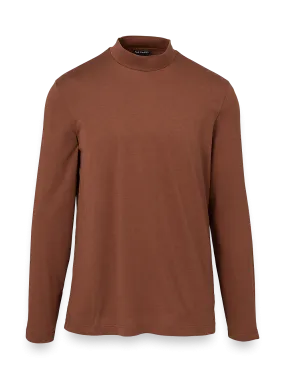 Cotton/Tencel Mock Neck - Brown