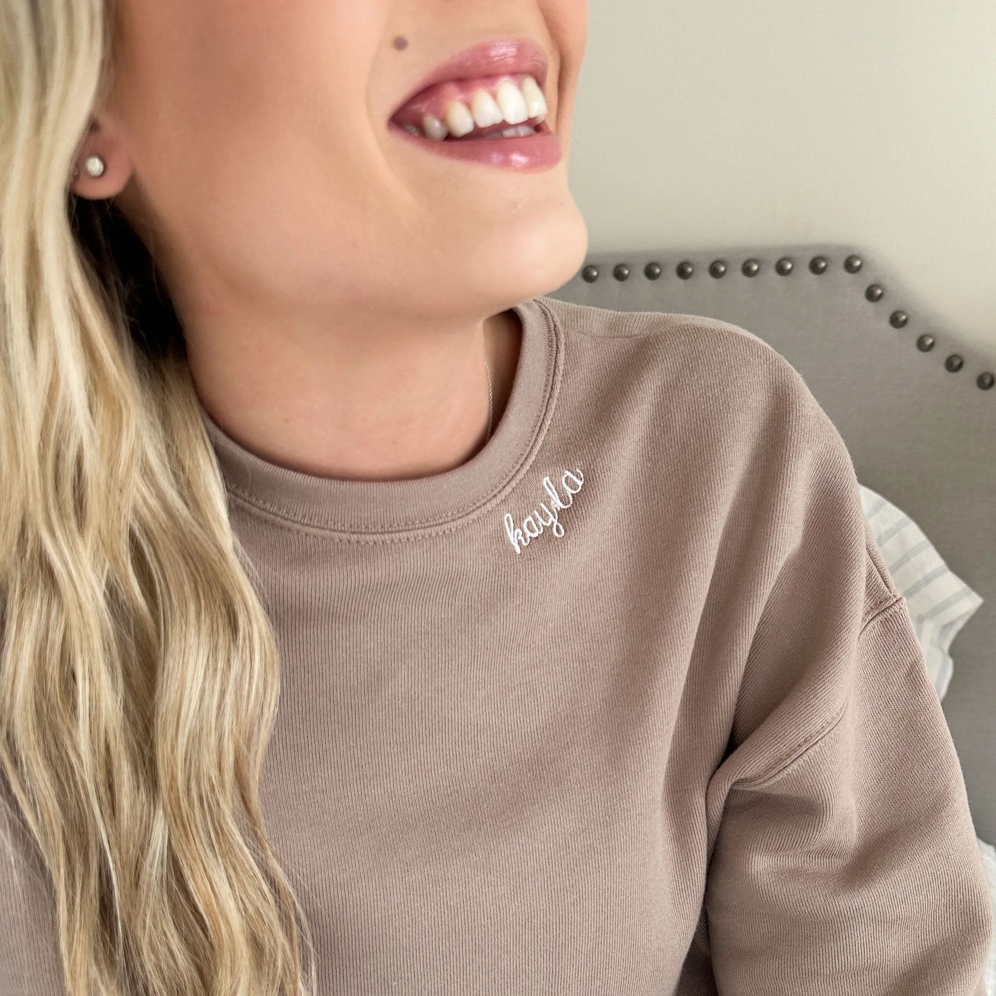 Custom Bridal Neckline Embroidered Sweatshirt