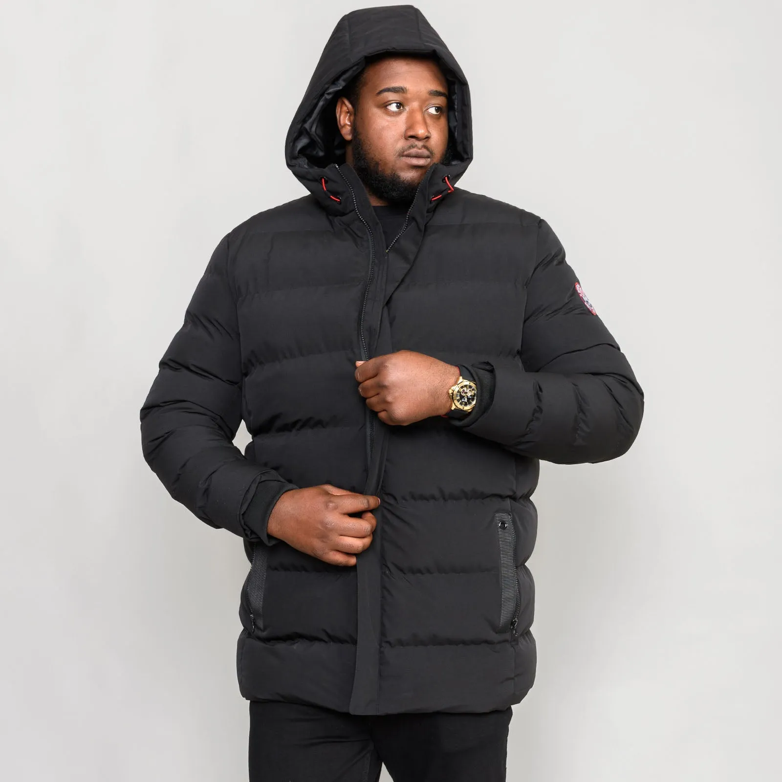 D555 Mens Grove Big & Tall Quilted Parka Jacket - Black