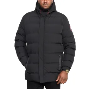 D555 Mens Grove Big & Tall Quilted Parka Jacket - Black