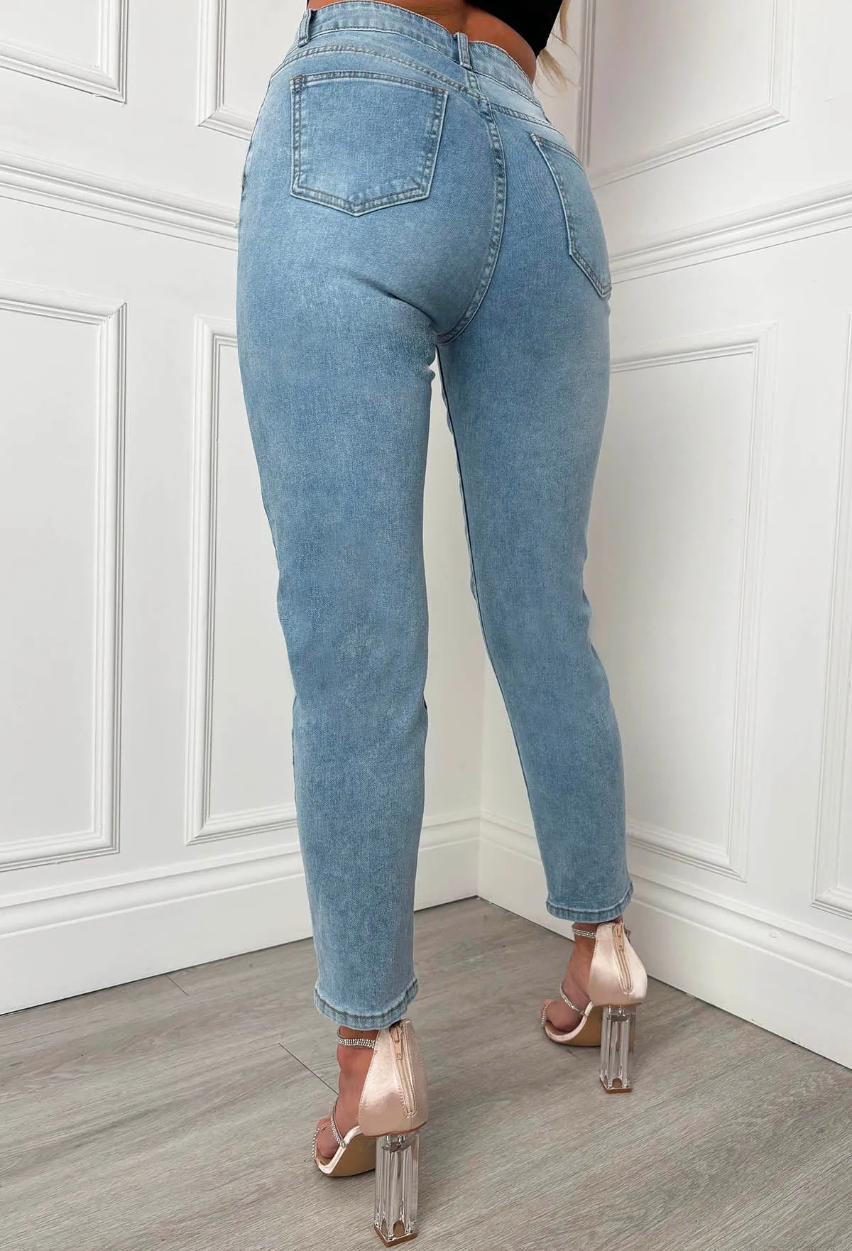 Denim Heart Mid Blue Heart Sequin Graffiti Jeans