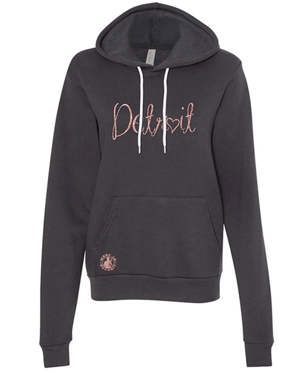 Detroit Rose Gold Script Dark Grey Pullover