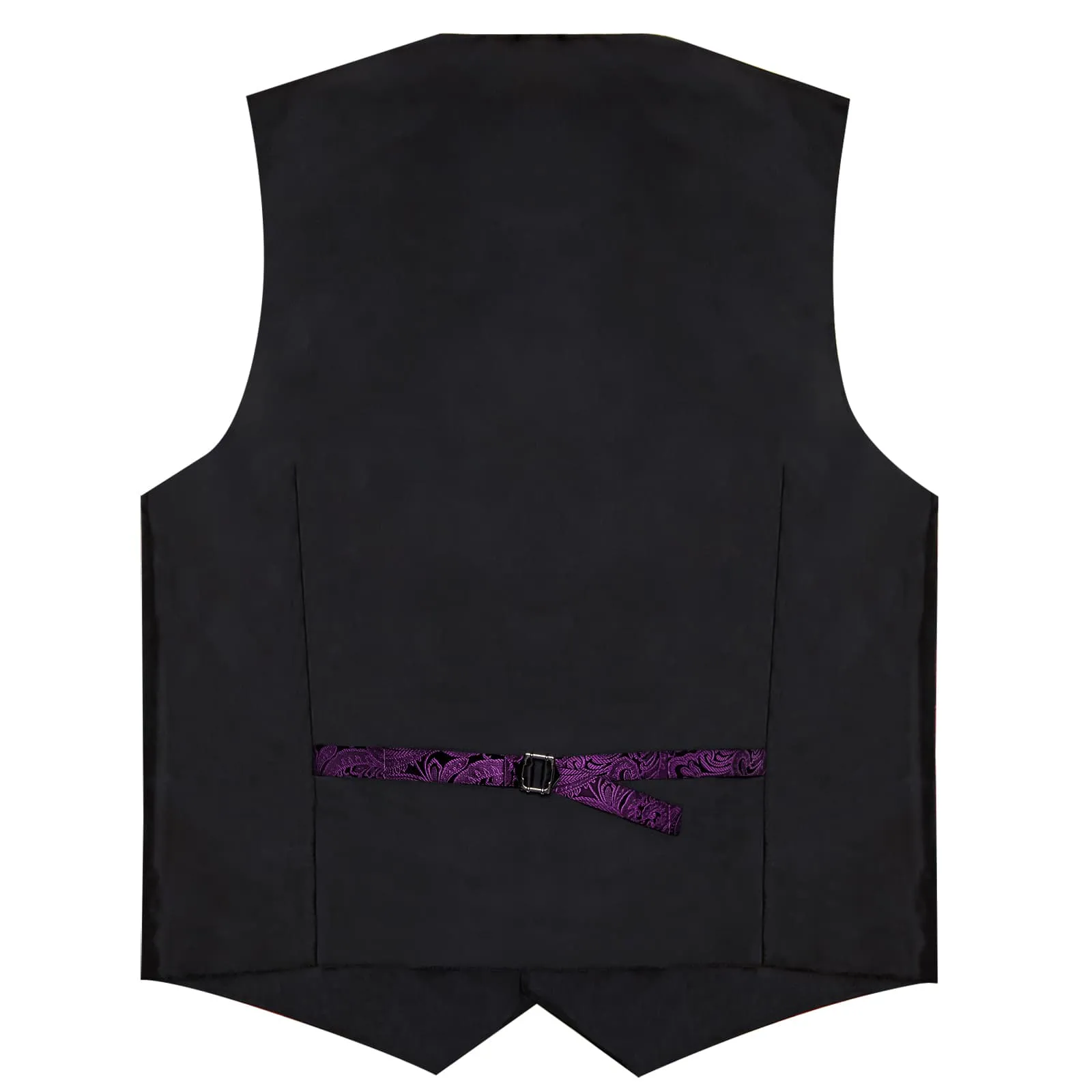 DiBanGu Deep Purple Floral Silk Shawl Collar Mens Dress Vest Tie Set