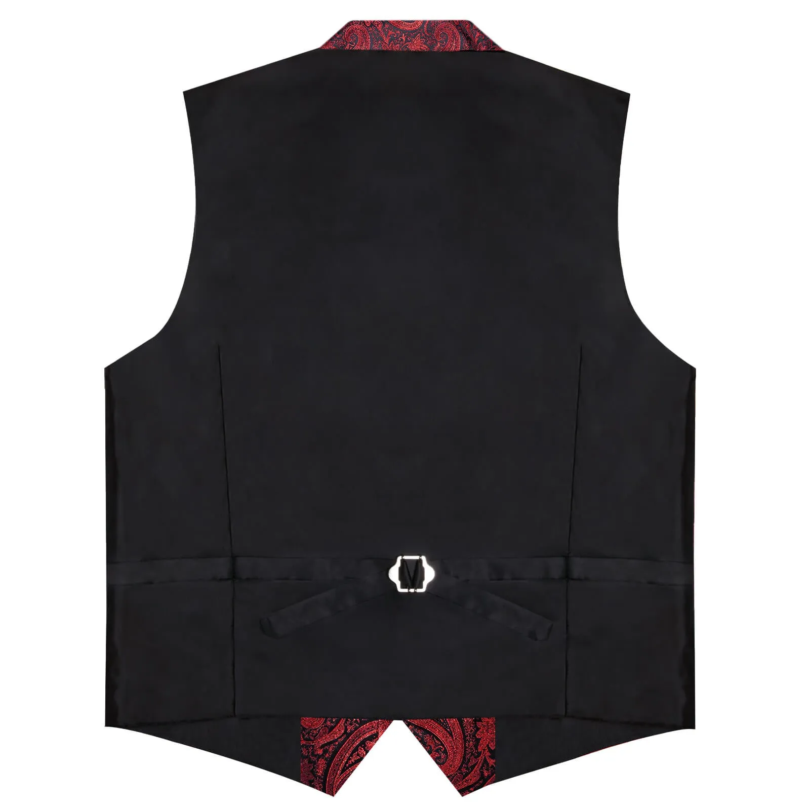 DiBanGu Men's Vest Dark Red Paisley Silk Waistcoat Suit Vest Tie Set