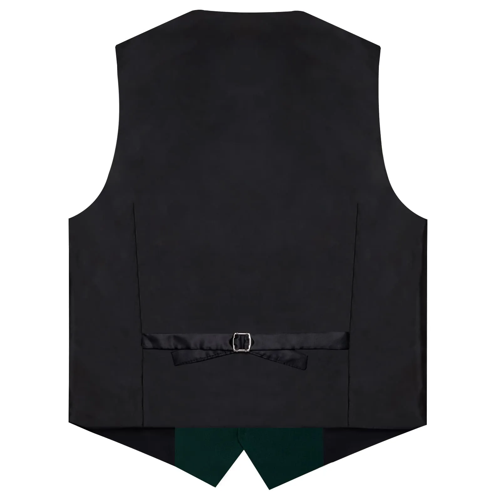 DiBanGu Mens Vest Medium Jungle Green Solid V Neck Business Waistcoat Silk Button Vest