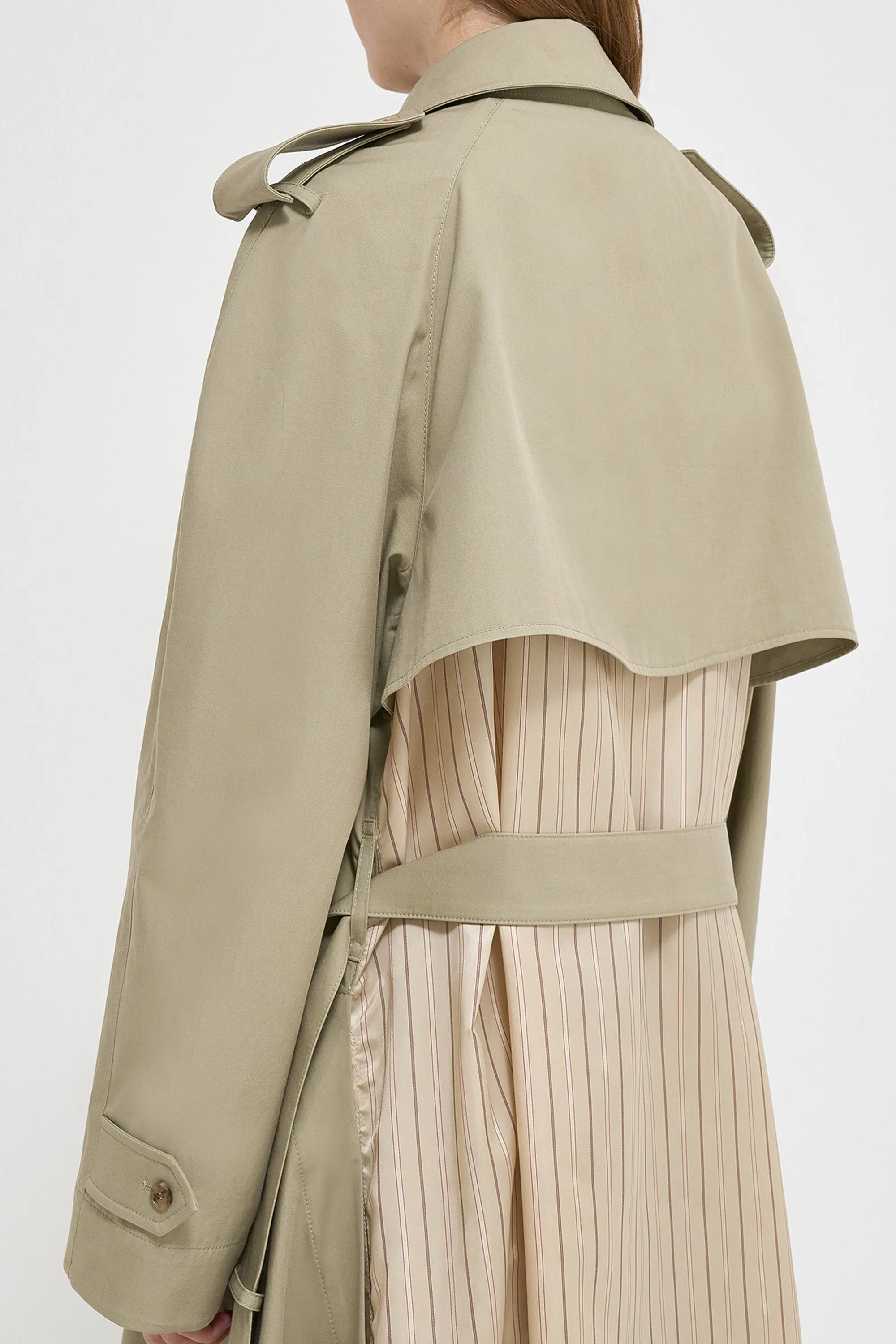 Double-breasted handkerchief hem trench coat