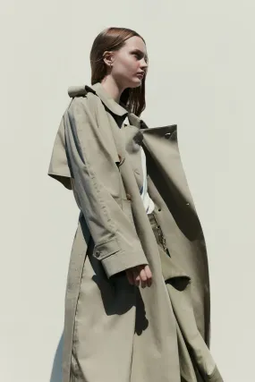 Double-breasted handkerchief hem trench coat