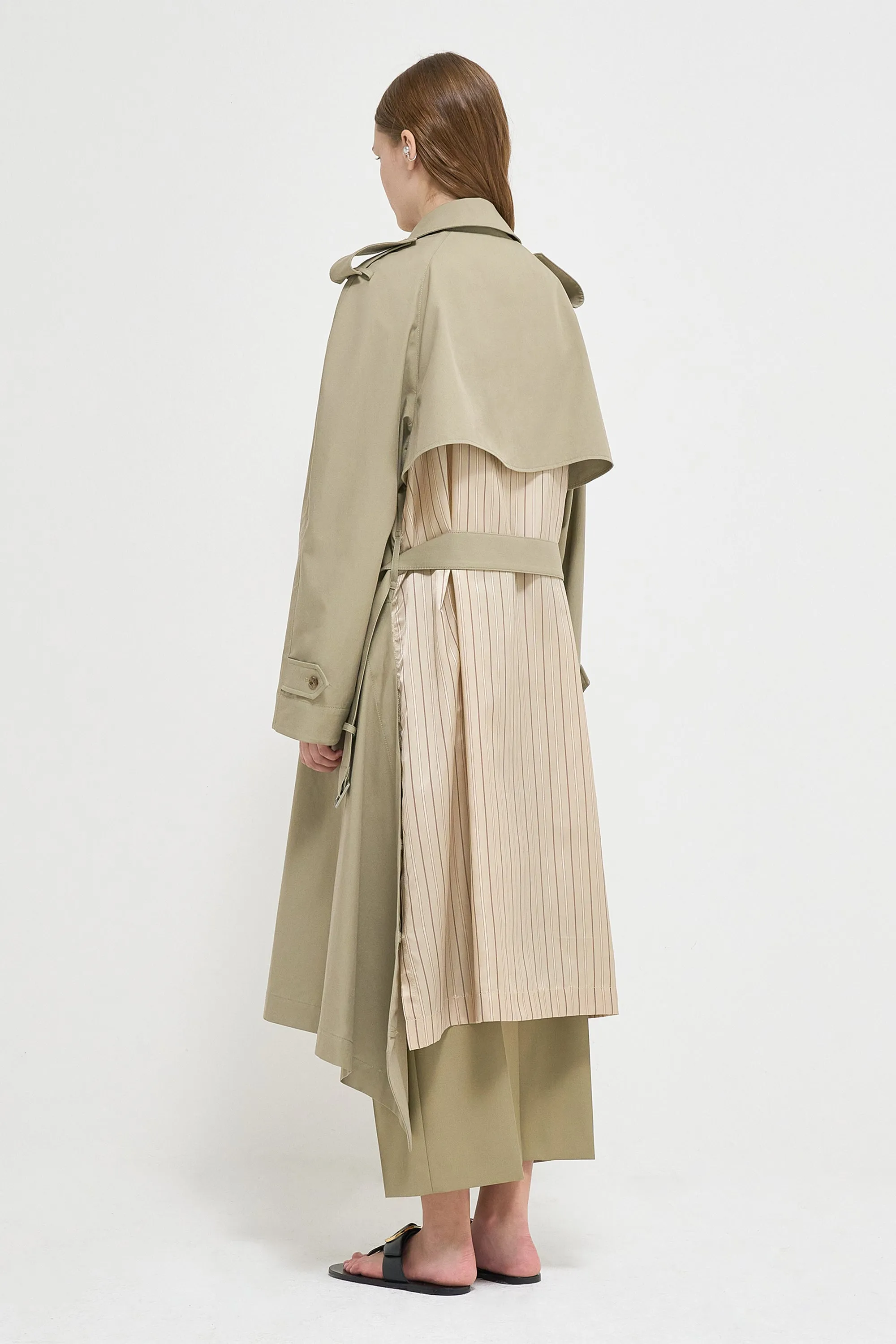 Double-breasted handkerchief hem trench coat