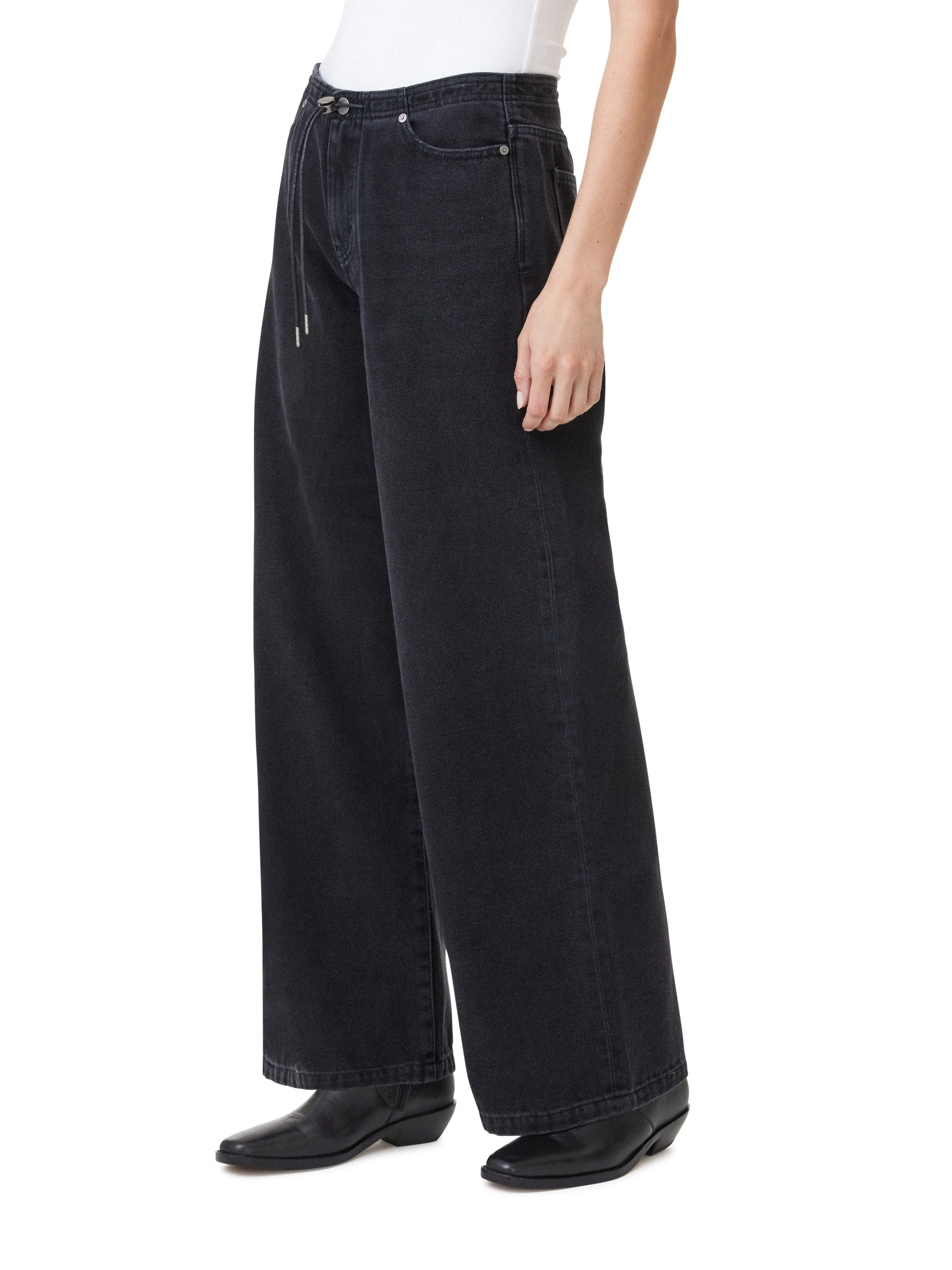 Drawstring Wide Leg Jeans