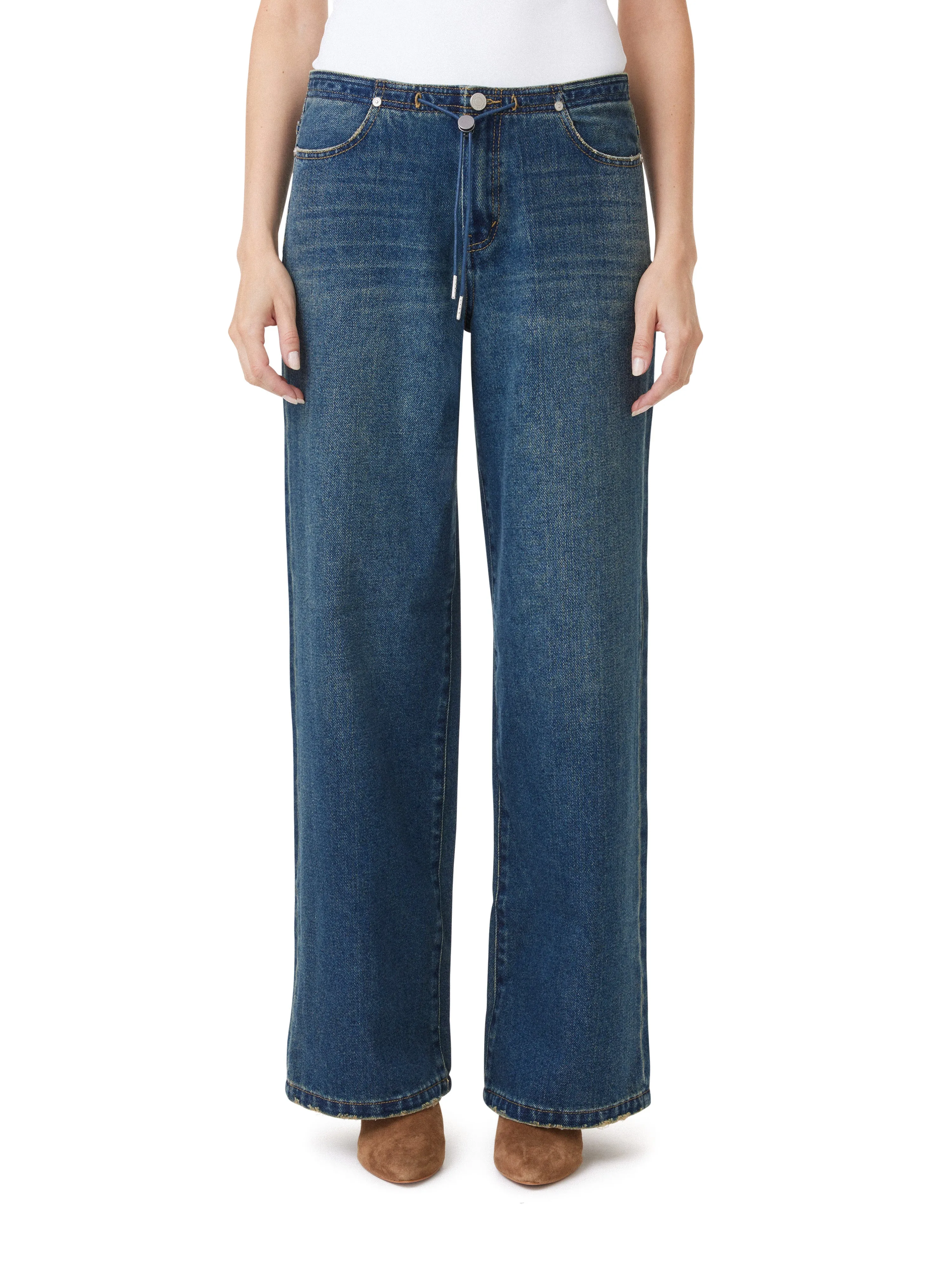 Drawstring Wide Leg Jeans