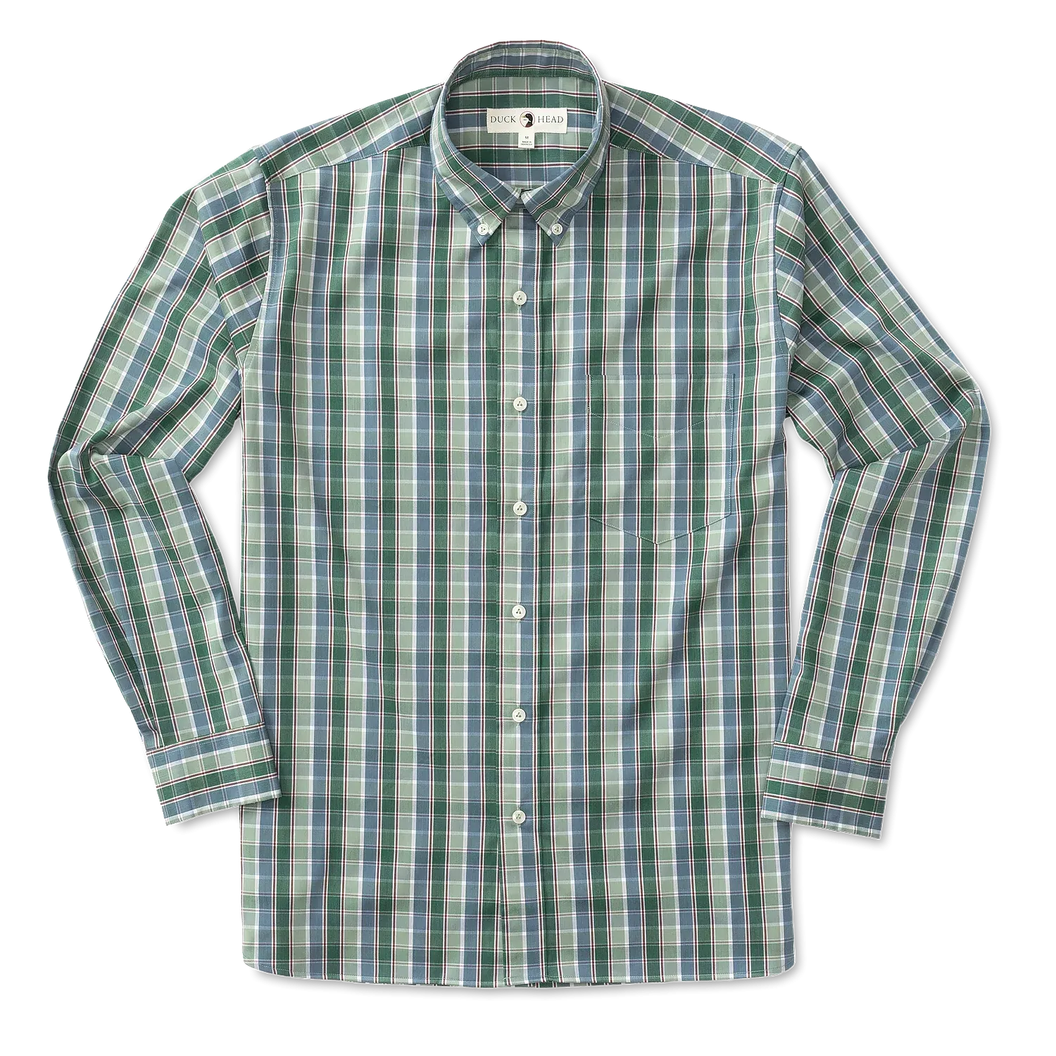 Duck Head Men's Burnham Performance Plaid Shirt / Trekking Green