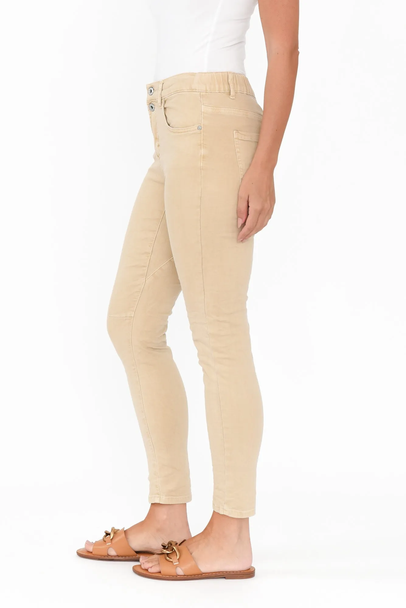 Ellery Beige Cotton Stretch Jeans