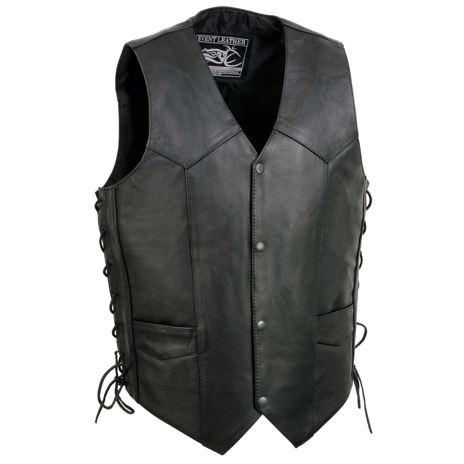 Event Leather's ELM3900 Men's 100% Genuine Motorcycle Leather Vest | Biker Vests with Embossed Eagle | Live To Ride