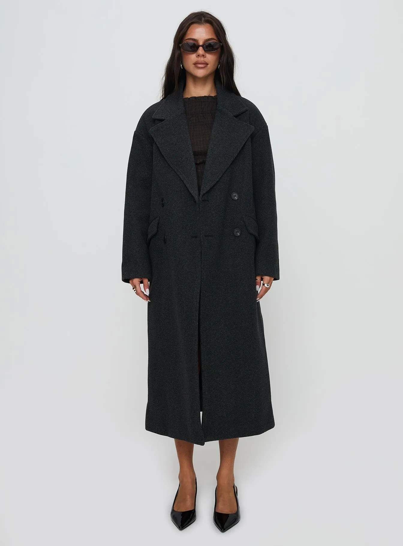 Fashionkova Night Shift Trench Coat Dark Grey