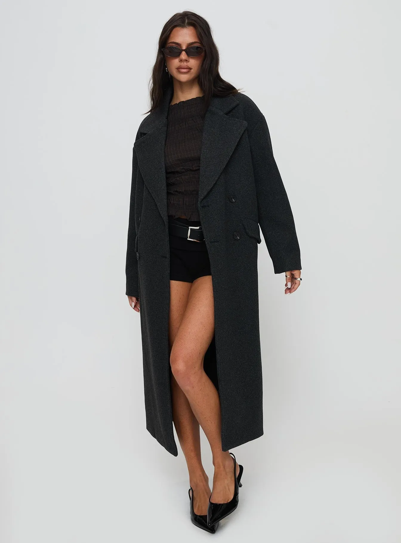 Fashionkova Night Shift Trench Coat Dark Grey