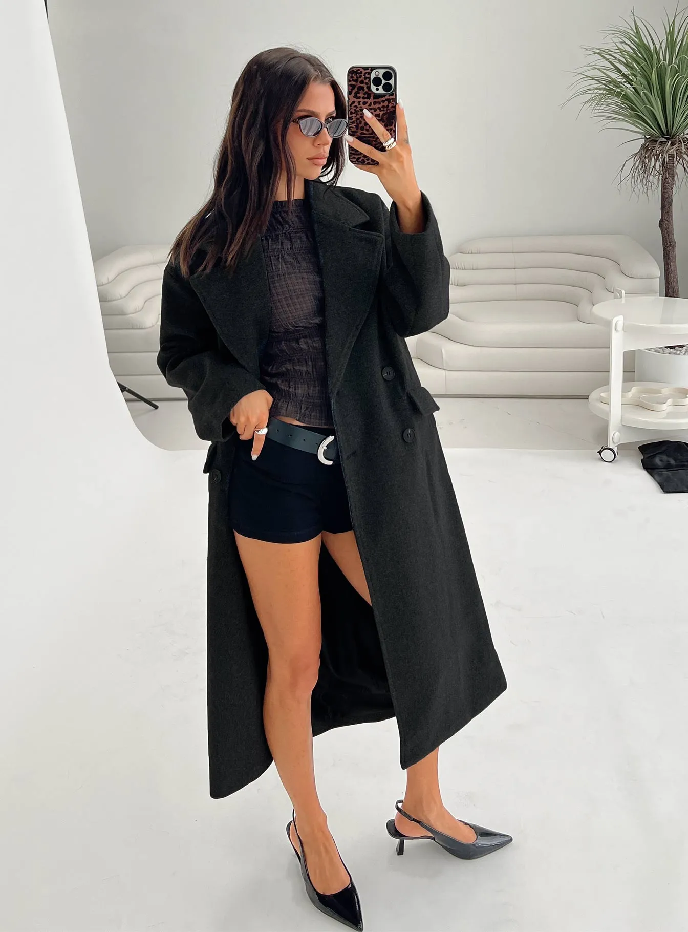 Fashionkova Night Shift Trench Coat Dark Grey