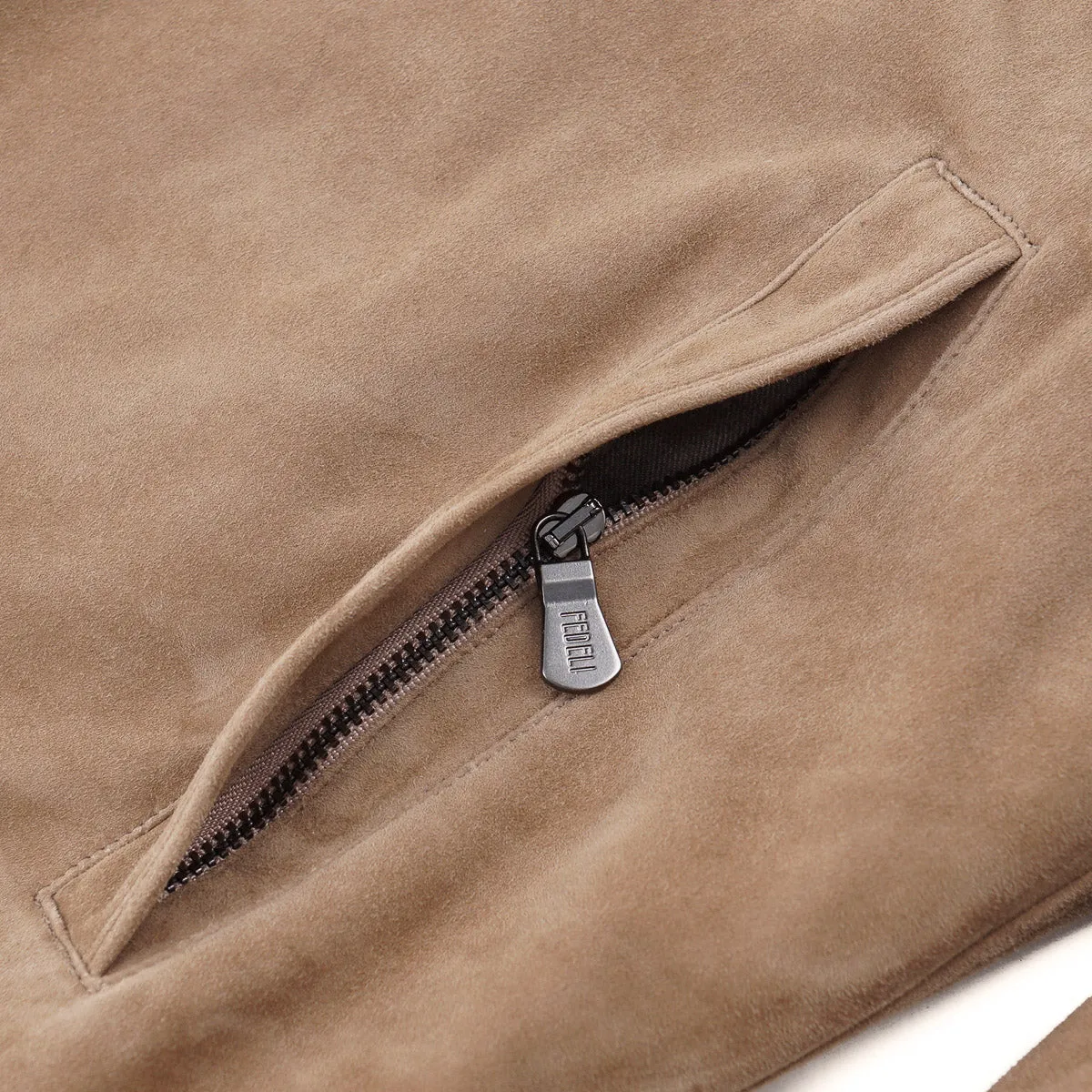 Fedeli Down-Filled Suede Short Parka