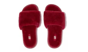 FitFlop Womens Iqushion Shearling Slides Rich Red