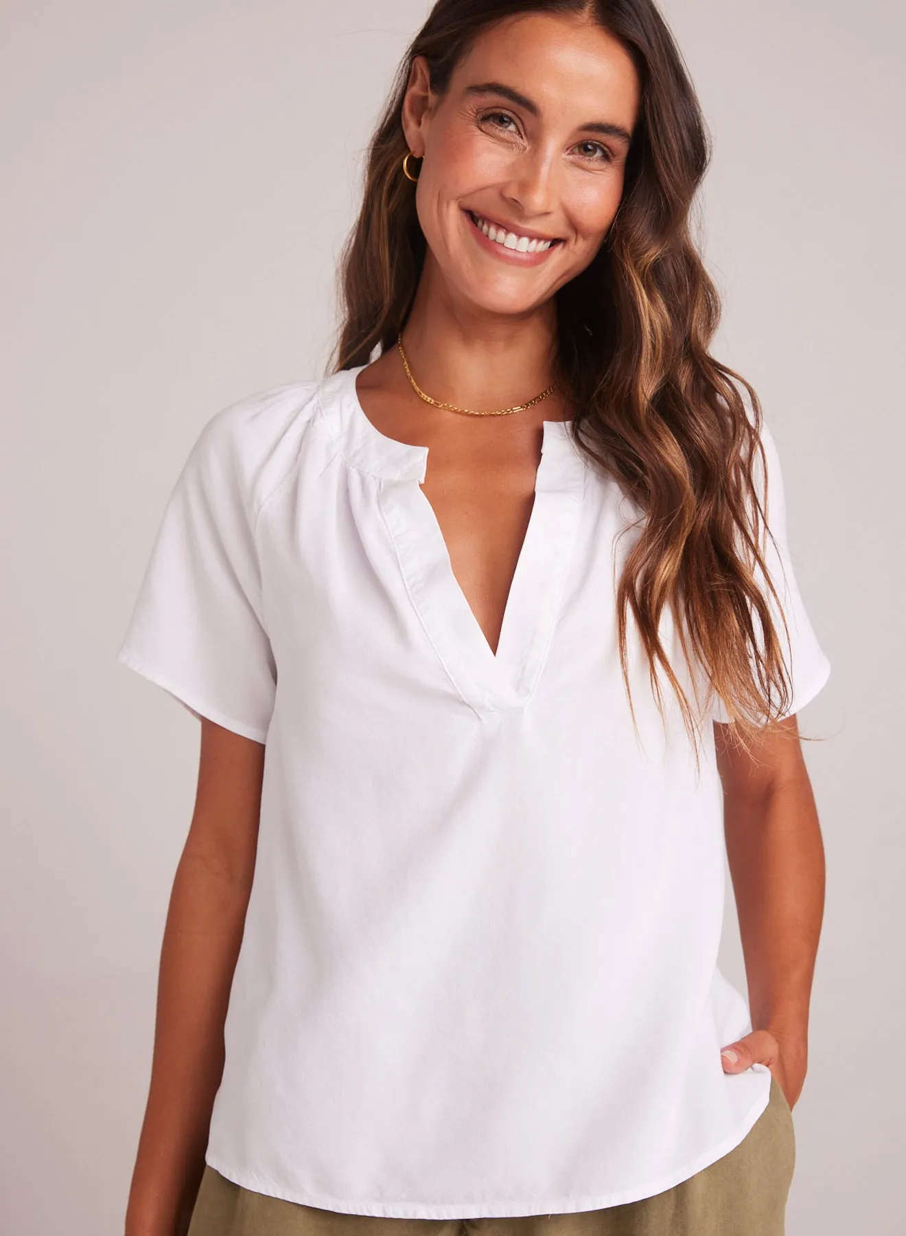 Flowy Short Sleeve Pullover - White