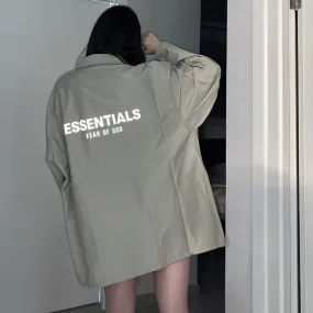 Fog Fear of God Essentials Coat Reflective Letter Coach Jacket Trench Coat Coat