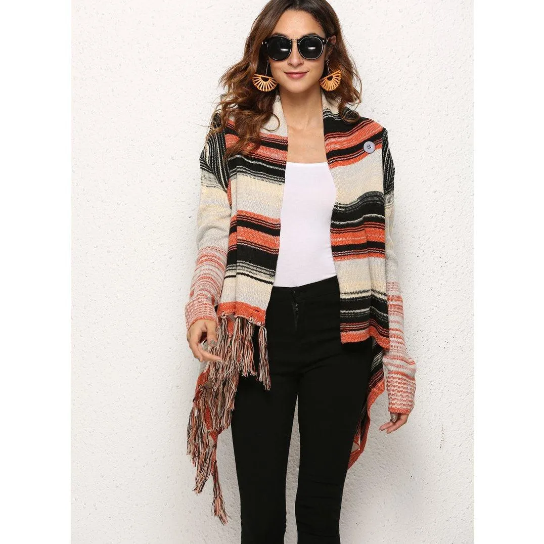 Fringed Sweater Sweater Shawl Coat