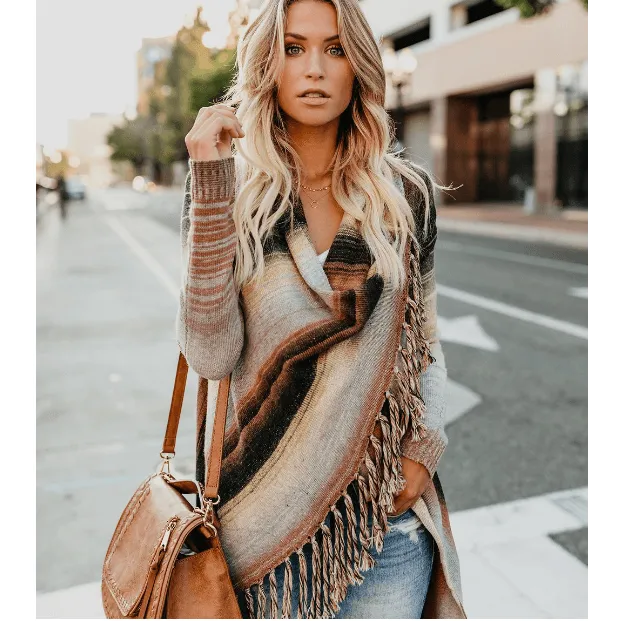 Fringed Sweater Sweater Shawl Coat