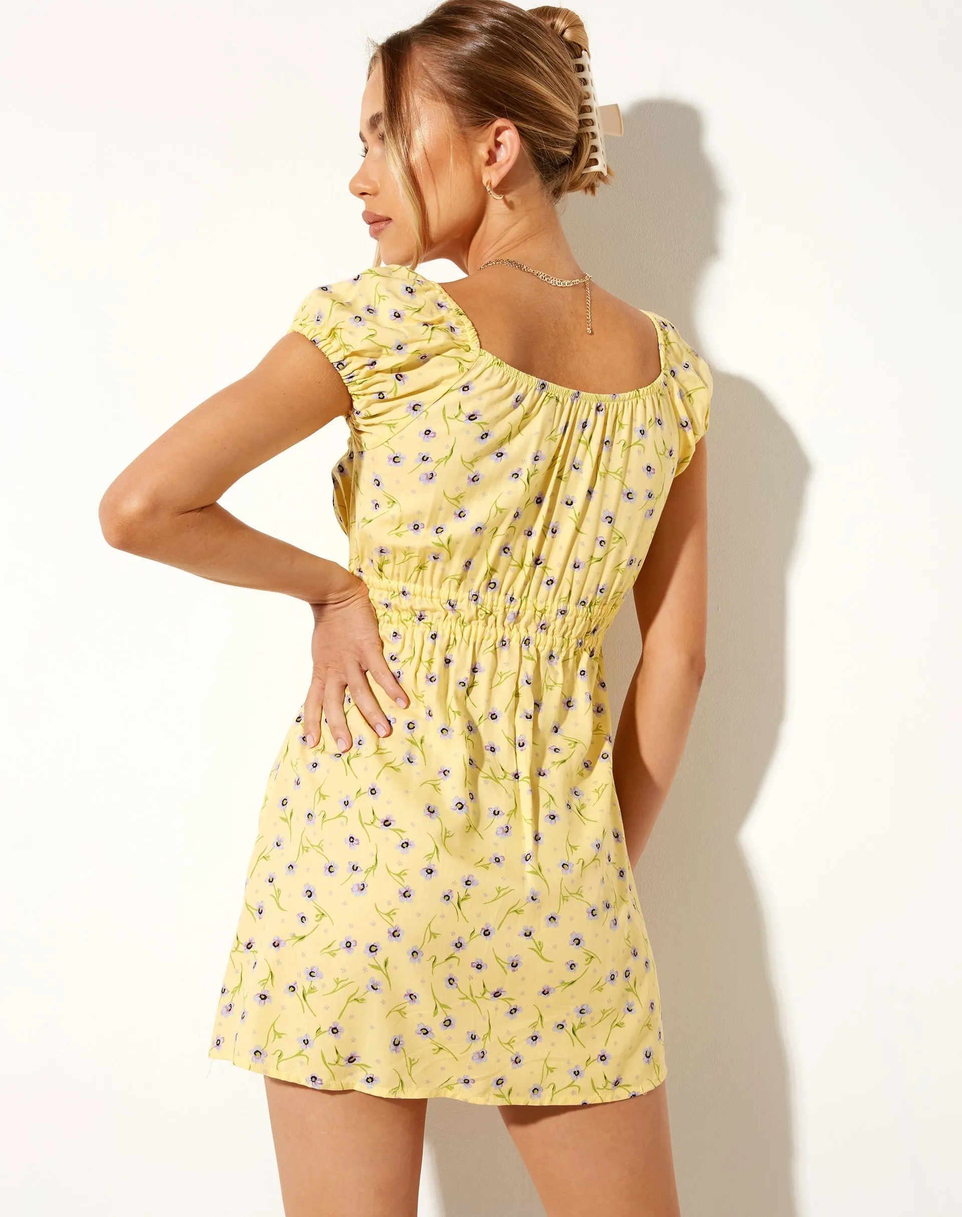 Galova Mini Dress in Wild Flower Lemon Drop