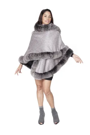 Gray Alpaca Cape with Silver Frost Fox