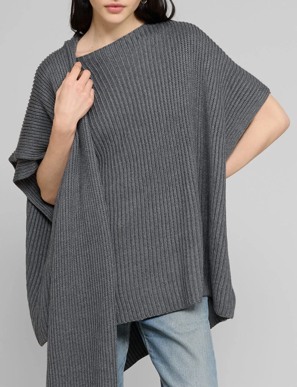 Grey Knit Cape Top