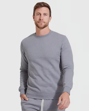 Heather Gray Fleece French Terry Pullover Crew Neck