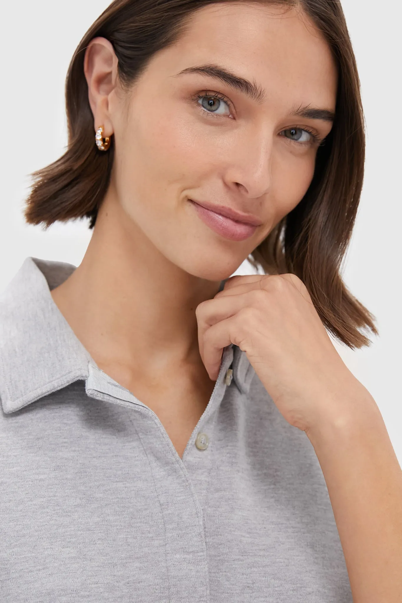 Heather Gray Interlock Adler Polo