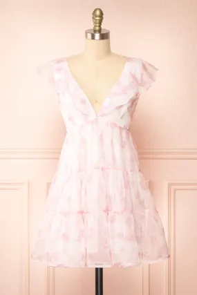 Hevenleigh Pink | Short Tiered Dress w/ Ruffles