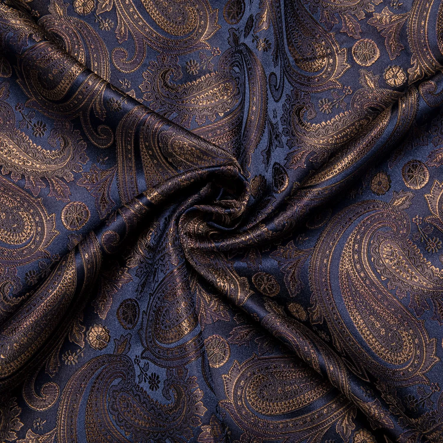 Hi-Tie Paisley Shirt Navy Blue Tan Jacquard Mens Button Down Shirt