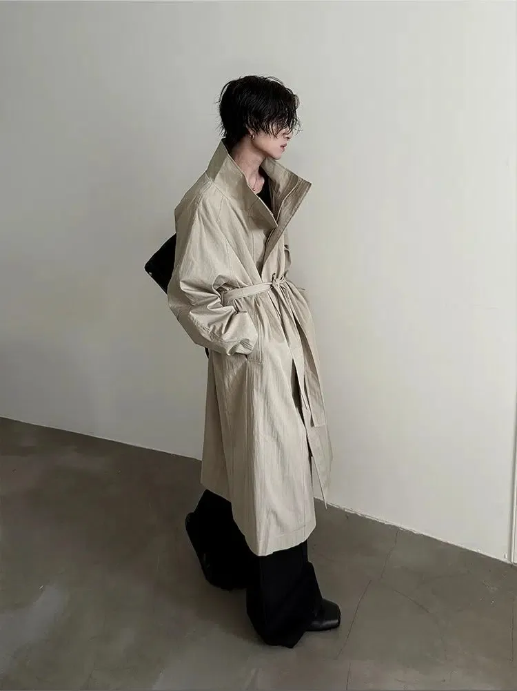 High Collar Belted Trench Coat