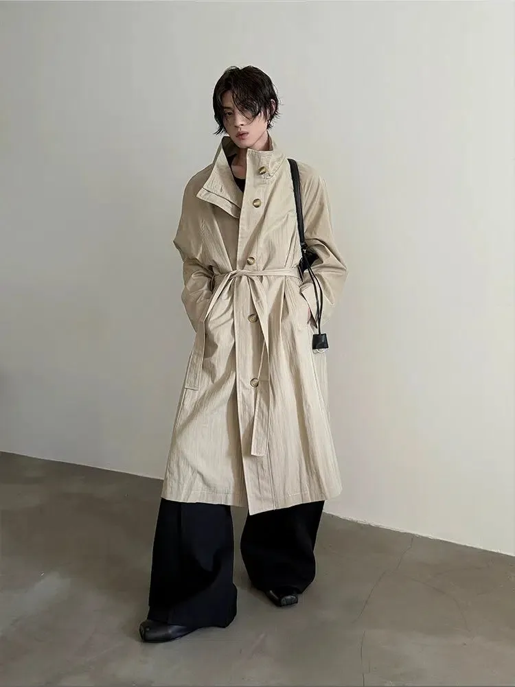 High Collar Belted Trench Coat