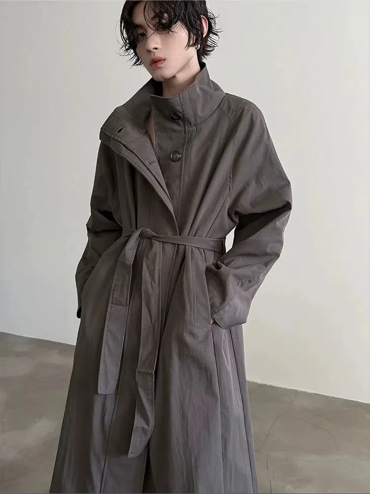 High Collar Belted Trench Coat