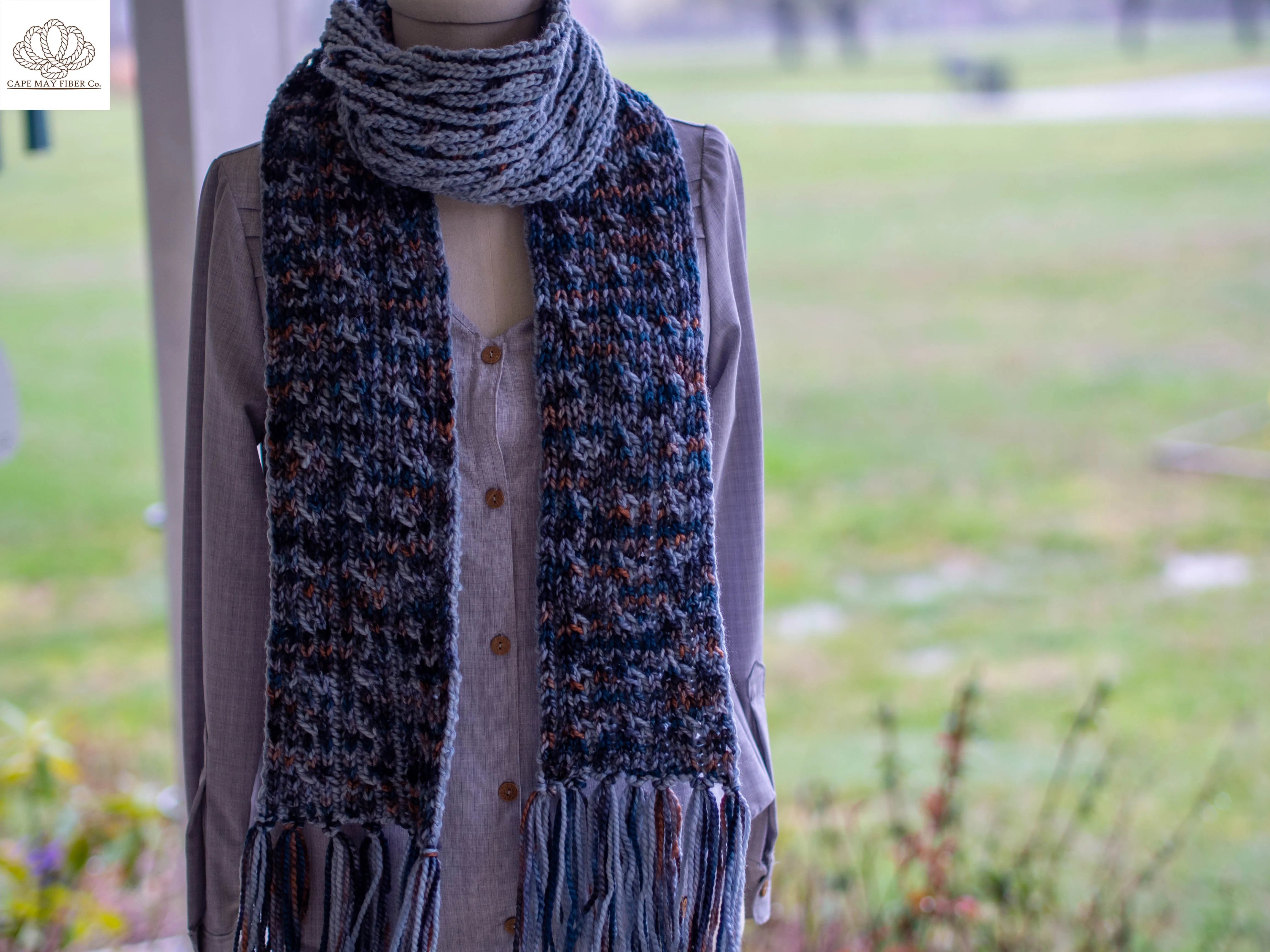 Hook Line Sinker Brioche Scarf Aran Weight Knitting Pattern