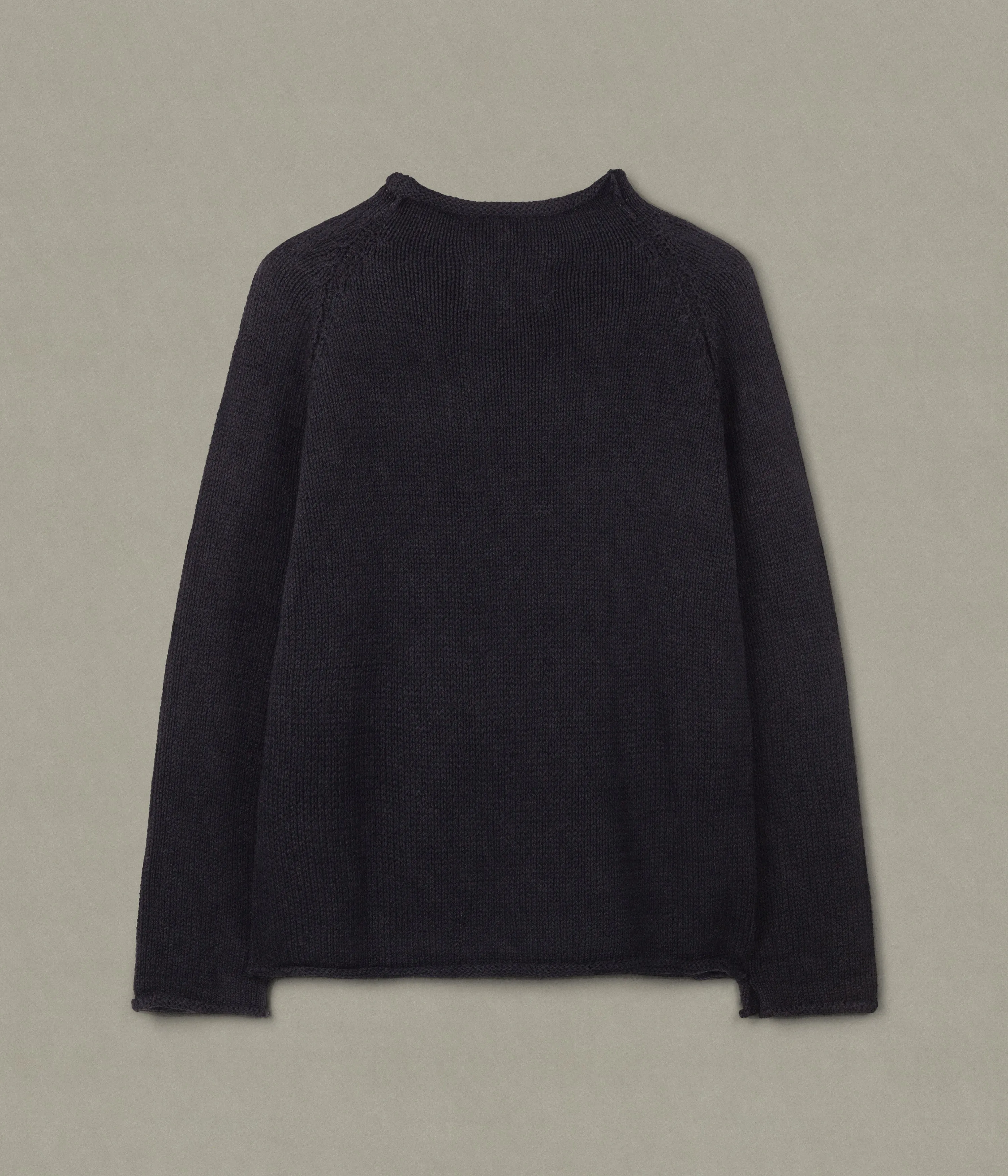 Indigo Cotton Fisherman Sweater, Black