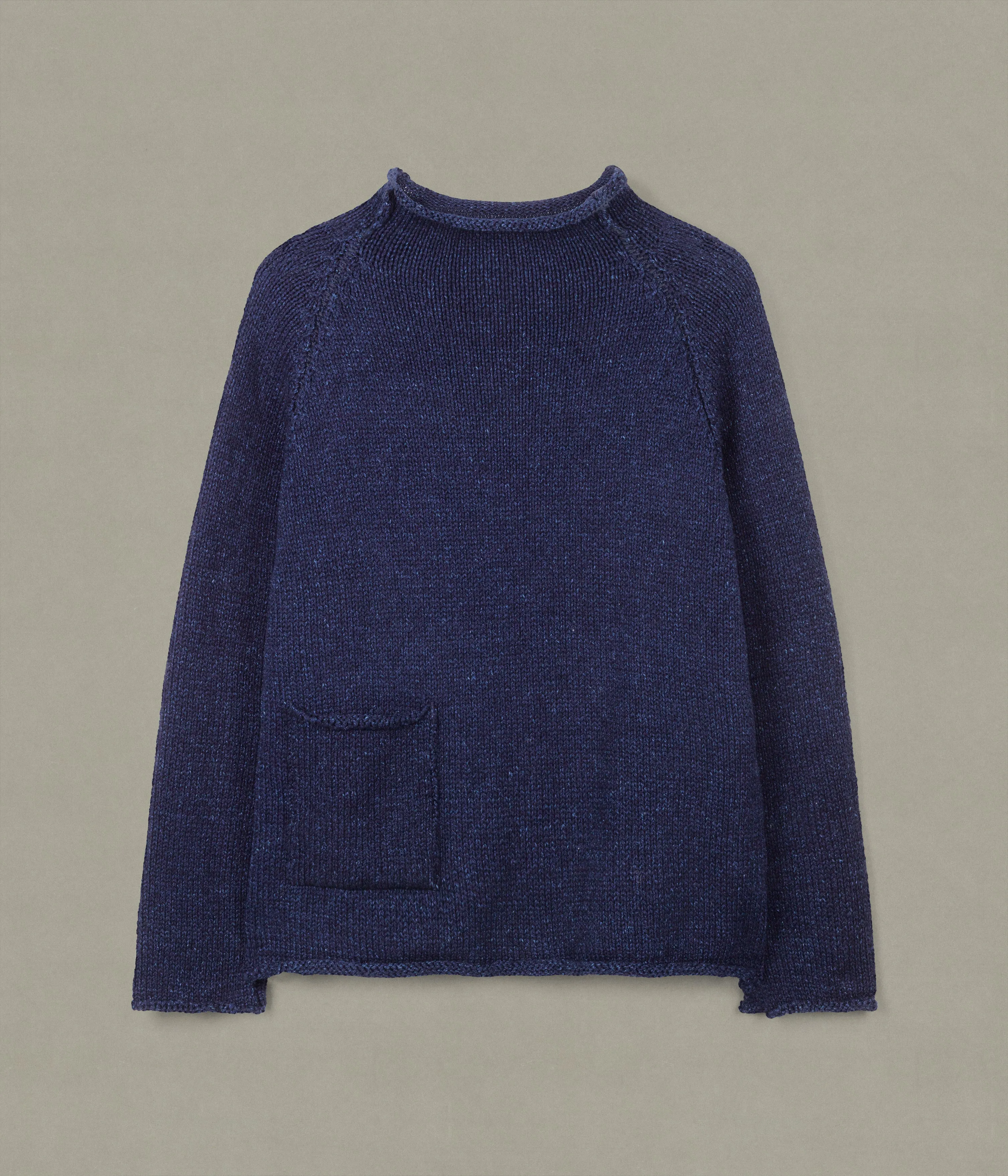 Indigo Cotton Fisherman Sweater, Navy