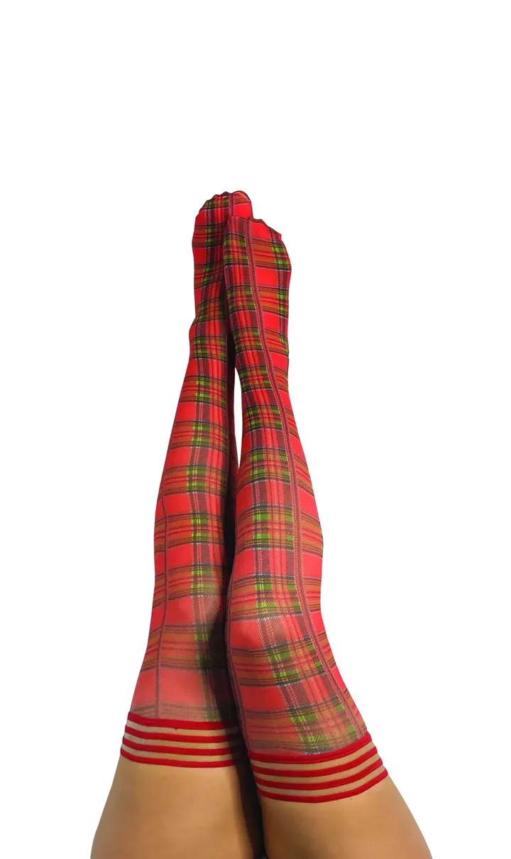 Kix’ies Grace Red Plaid Thigh Highs