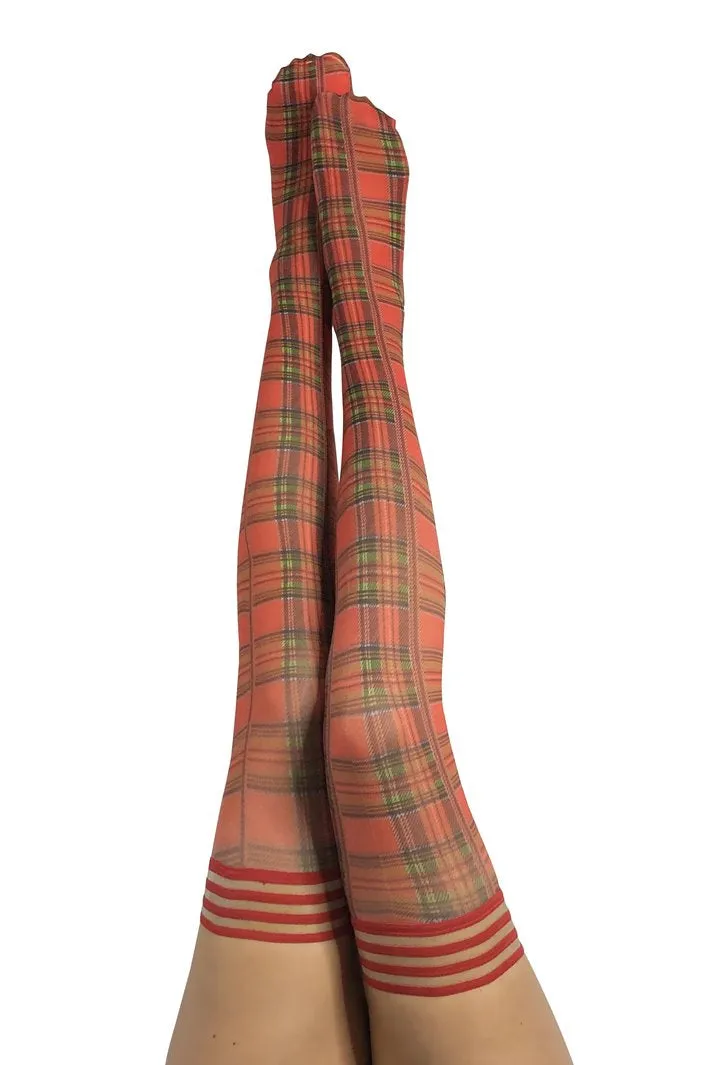 Kix’ies Grace Red Plaid Thigh Highs