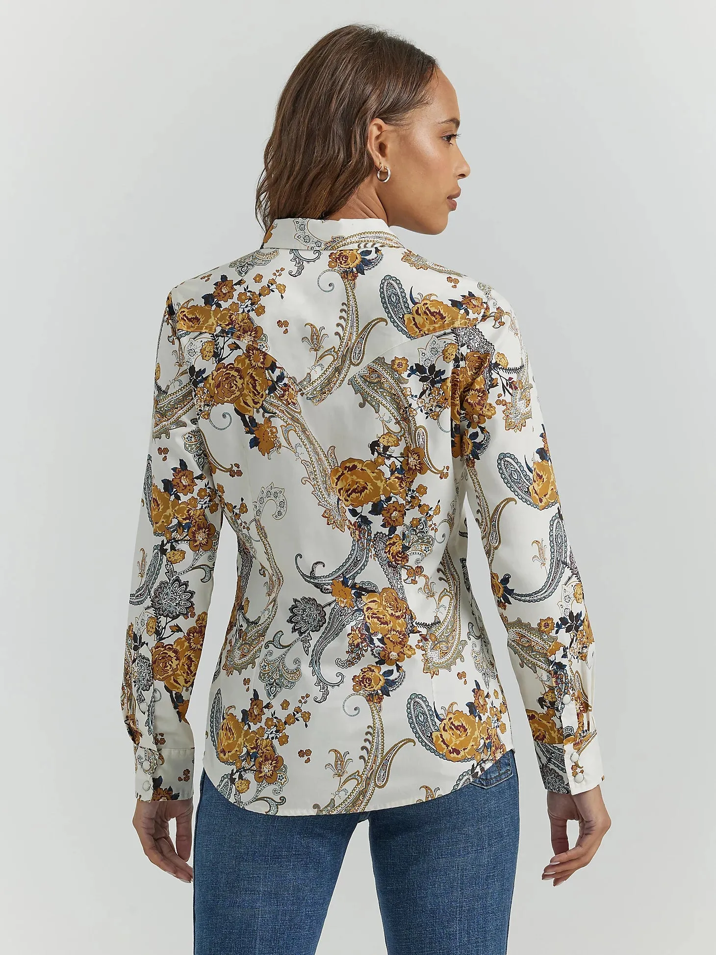 Ladies Wrangler All Occasion Western Floral Snap Shirt - 112353153